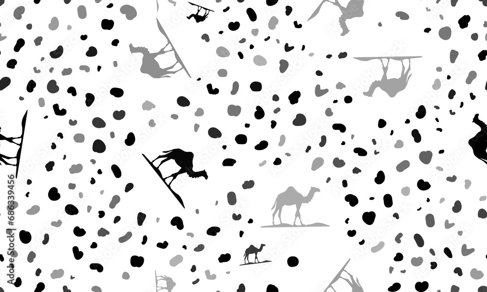 Poster abstract seamless pattern with wild camel symbols. creative leopard backdrop. illustration on transp