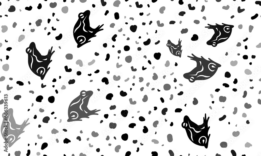 Poster abstract seamless pattern with frog symbols. creative leopard backdrop. illustration on transparent 