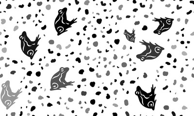 Abstract seamless pattern with frog symbols. Creative leopard backdrop. Illustration on transparent background