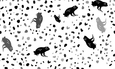 Abstract seamless pattern with frog symbols. Creative leopard backdrop. Vector illustration on white background