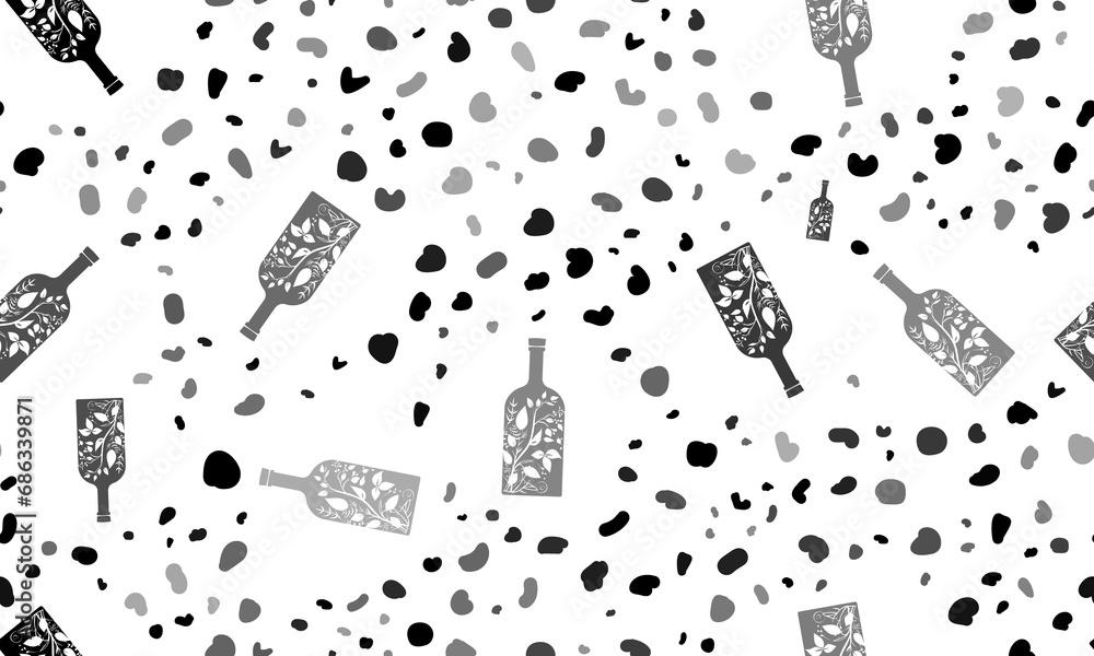 Poster abstract seamless pattern with a branch in a bottle symbols. creative leopard backdrop. illustration