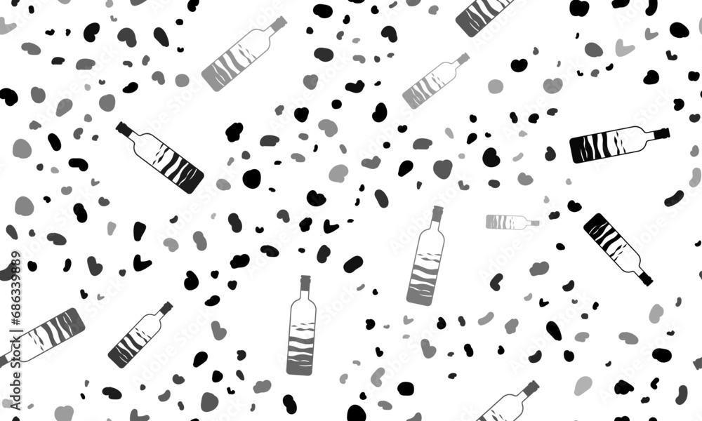 Poster abstract seamless pattern with the world in a bottle symbols. creative leopard backdrop. vector illu