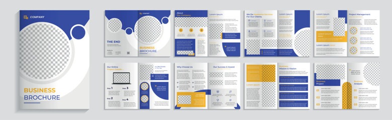 16 page company profile brochure editable template layout design.
