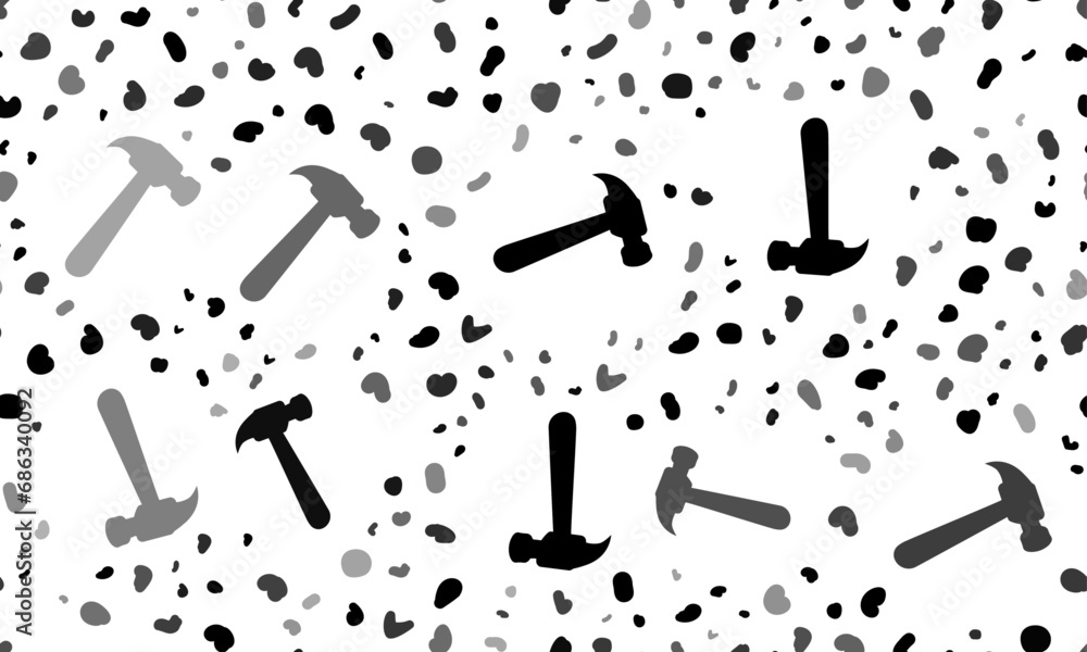 Poster abstract seamless pattern with hammer symbols. creative leopard backdrop. vector illustration on whi