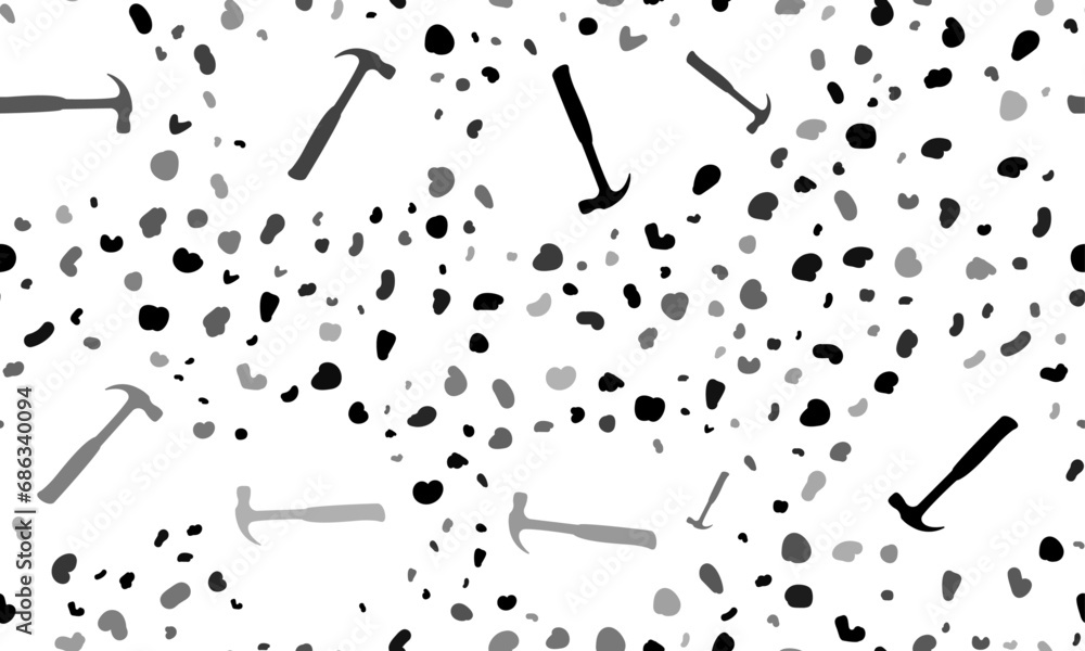 Poster abstract seamless pattern with hammer symbols. creative leopard backdrop. vector illustration on whi