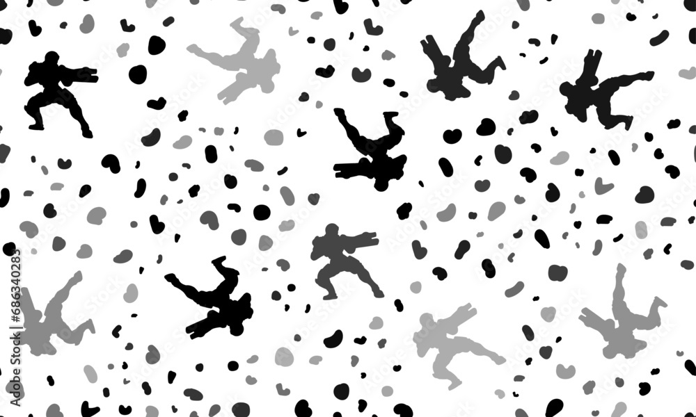 Poster abstract seamless pattern with combat robots. creative leopard backdrop. vector illustration on whit