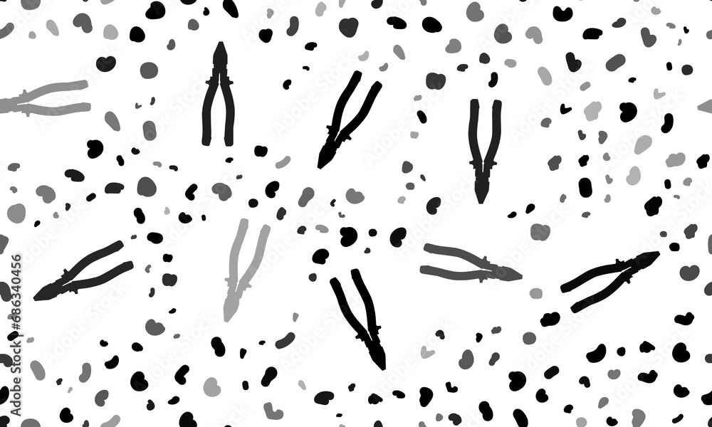 Poster abstract seamless pattern with pliers symbols. creative leopard backdrop. illustration on transparen