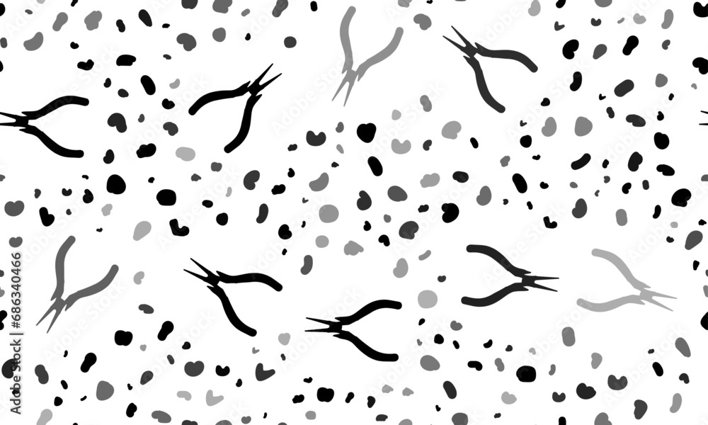 Poster abstract seamless pattern with round pliers symbols. creative leopard backdrop. vector illustration 