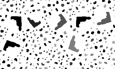 Abstract seamless pattern with electric drill symbols. Creative leopard backdrop. Illustration on transparent background
