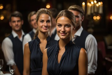 Obraz premium portrait of smiling waiters at the restaurant