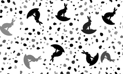 Abstract seamless pattern with hare symbols. Creative leopard backdrop. Illustration on transparent background