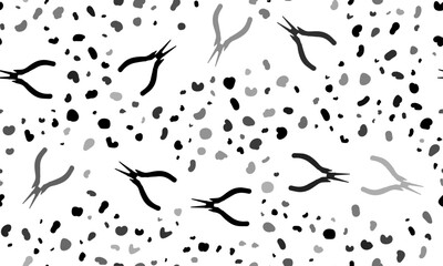 Abstract seamless pattern with round pliers symbols. Creative leopard backdrop. Vector illustration on white background