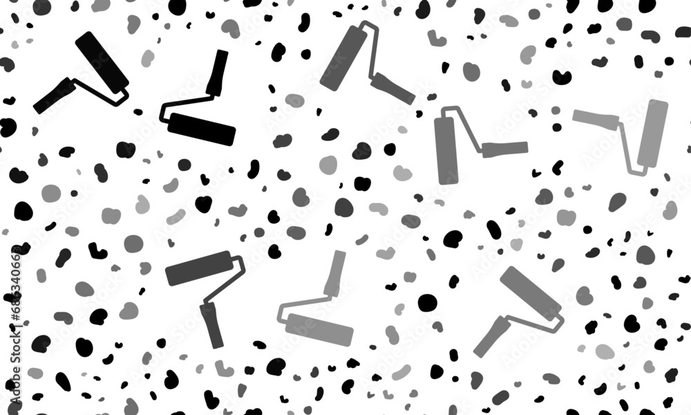Poster abstract seamless pattern with paint roller symbols. creative leopard backdrop. vector illustration 
