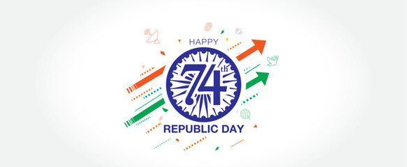 74th Republic day of India. Growth celebration poster design.