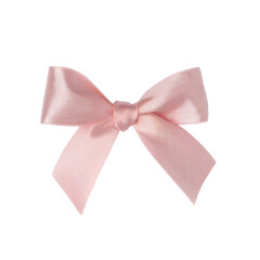 Pale pink satin bow isolated cutout on transparent
