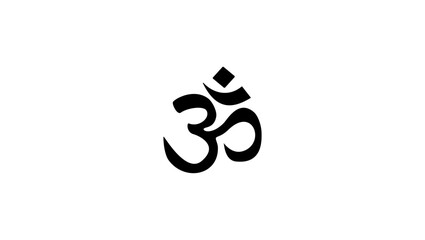 Om Yoga Symbol, black isolated silhouette