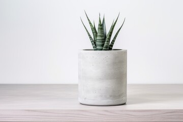 concrete pot with small green succulent