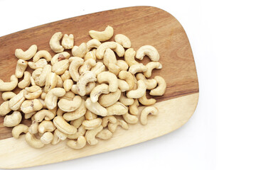 Cashew nuts on white background.