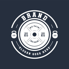 Vector Black and White barbell Weight Plate, logo design	