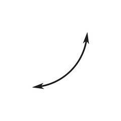 Dual semi circle arrow. Vector illustration. Semicircular curved thin long double ended arrow.	
