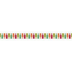 Obraz premium Many glass wine bottles stand in a long row. Seamless repeating pattern. Vector illustration.