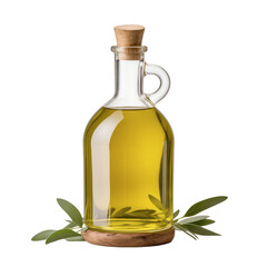 Glass bottle/jar with olive oil. Semi transparent. Can be either applied over light, colored or dark backgrounds. Olive leaves decoration.