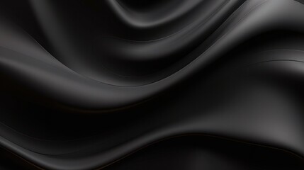An abstract black background featuring a sleek wave pattern resembling smooth plastic with a luxurious dark texture. Evokes associations with oil, petroleum, rock-oil