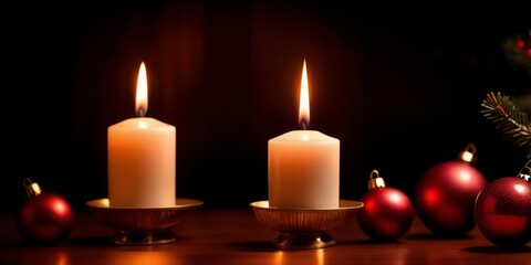 Obraz na płótnie Canvas Lovely Christmas background with candles
