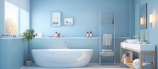 illustration of a bath in a bathroom - obrazy, fototapety, plakaty