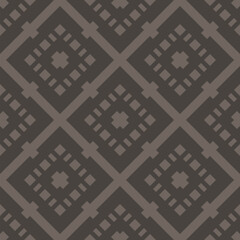 Abstract seamless pattern with geometric ornament, simple brown design texture. Vector background with ethnic motifs. Elegant ornament. Modern retro design for textile, decoration, wallpaper, print