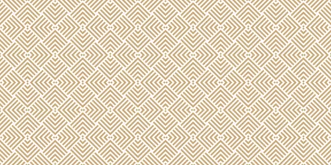Foto op Canvas Geometric lines vector seamless pattern. Golden luxury texture with stripes, squares, chevron, arrows, lines. Abstract gold linear graphic background. Trendy geo ornament. Modern repeat design © Olgastocker