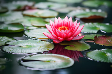 A red lotus in natural water