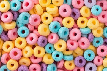 Colorful breakfast cereals multigrain background morning food for kids