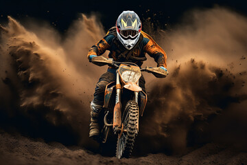 Dust rises in the wake of a loud motocross rider