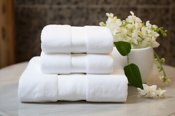 Fototapeta na wymiar White Cotton Towels