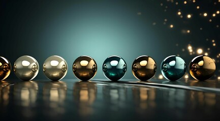 AI generated illustration of An array of shiny Christmas decorations laid out on a table