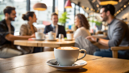 Obraz na płótnie Canvas coffee in a restaurant on wooden table