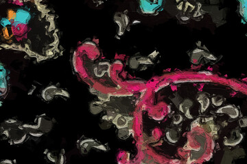 Obraz premium Oil paintings and various flowers, chrysanthemums, Paisley feathers, and birds are beautiful