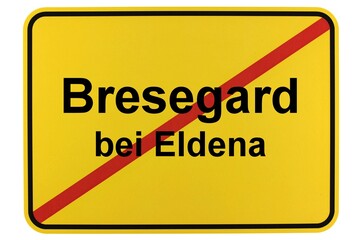 Illustration eines Ortsschildes der Gemeinde Bresegard bei Eldena in Mecklenburg-Vorpommern