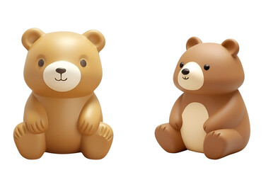 Kids’ Plastic Bath Toys: A 3D Rendered Cute Bear Set, Isolated on Transparent Background, PNG