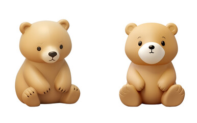 Cute Bear Bath Toys for Kids: A 3D Rendered Plastic Set, Isolated on Transparent Background, PNG