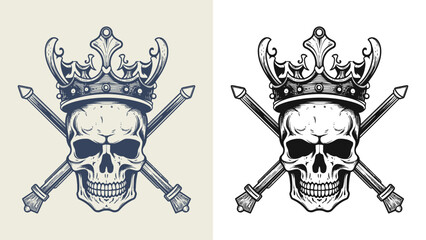 Human skull vector on white background with drawn skull silhouette.Design element for label, emblem, sign,logo, poster.