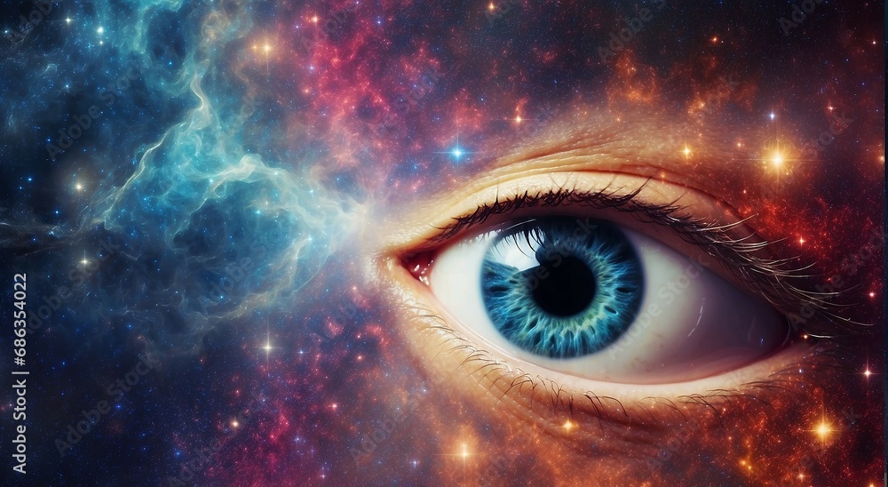 Poster an eye-catching banner background with a cosmic theme and ample empty space for text, incorporating 