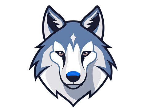 A simply black and white wolf as a logo .