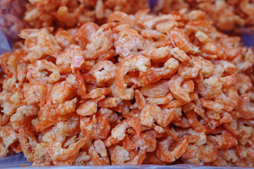 Heap of small dried shrimp. 