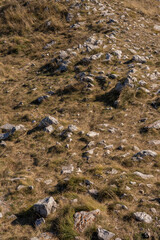 Mountain land with rocks peaking from it on Rtanj mountain