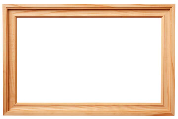 Wooden picture frame isolated on transparent background.