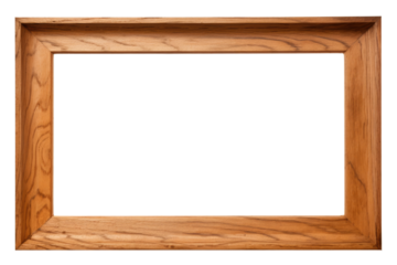 Wooden picture frame isolated on transparent background.