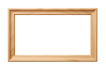 Wooden picture frame isolated on transparent background.