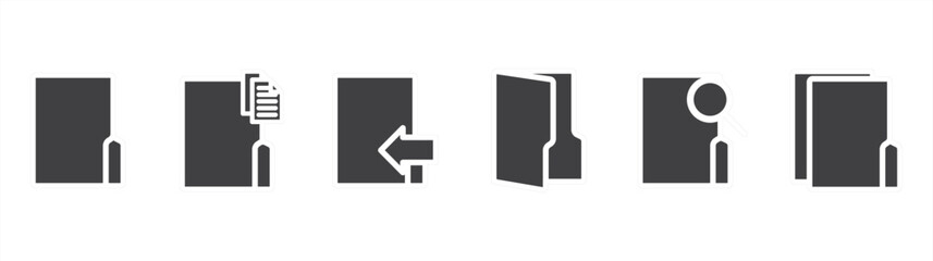 Simple set Folders flat icons. Flat folders icon vector illustration, Folder, copy to, move to, open, search and choose location folder isolated on transparent background.